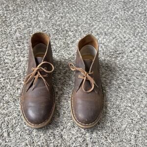 Womens Clarks Desert Brown Leather Beeswax Casual Chukka Boots Size 7